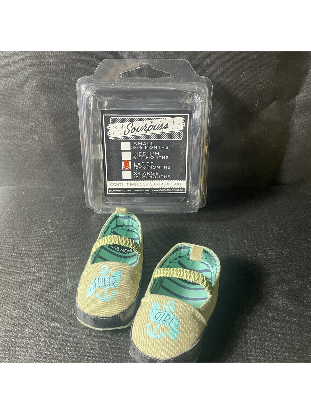 Baby’s First Shoes SOURPUSS Crib Shoes 12-18 Month Toddler Slippers NEW OPEN BOX